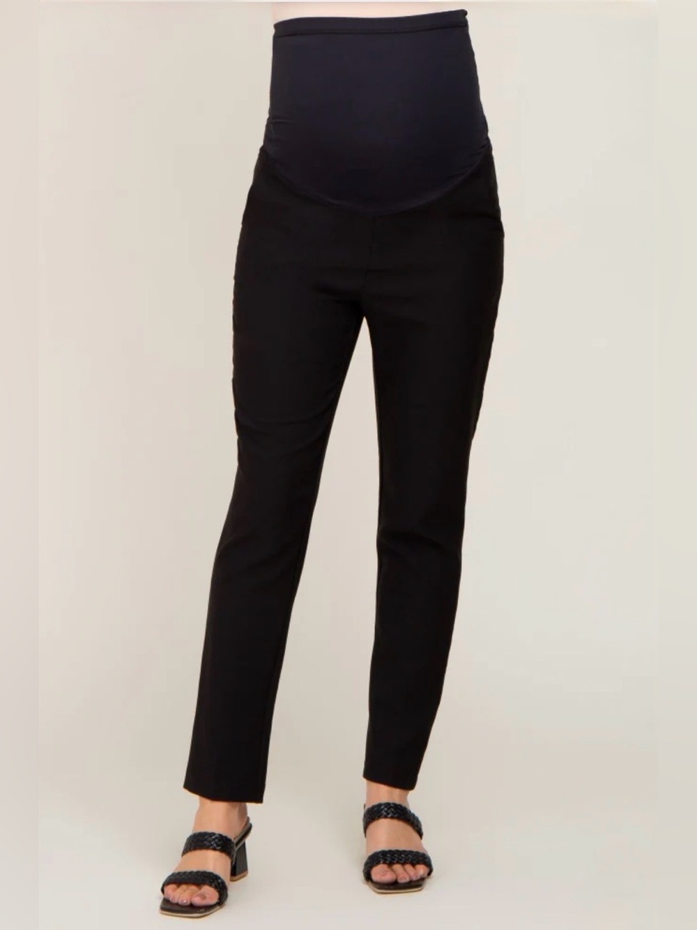 NWOT PinkBlush Maternity Black Slim Ankle Pants with Full Panel